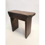 Pine stool with original paint {46 cm W x 22 cm D x 43 cm H}.