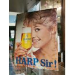 Harp Lager celluloid advertising counter sign.