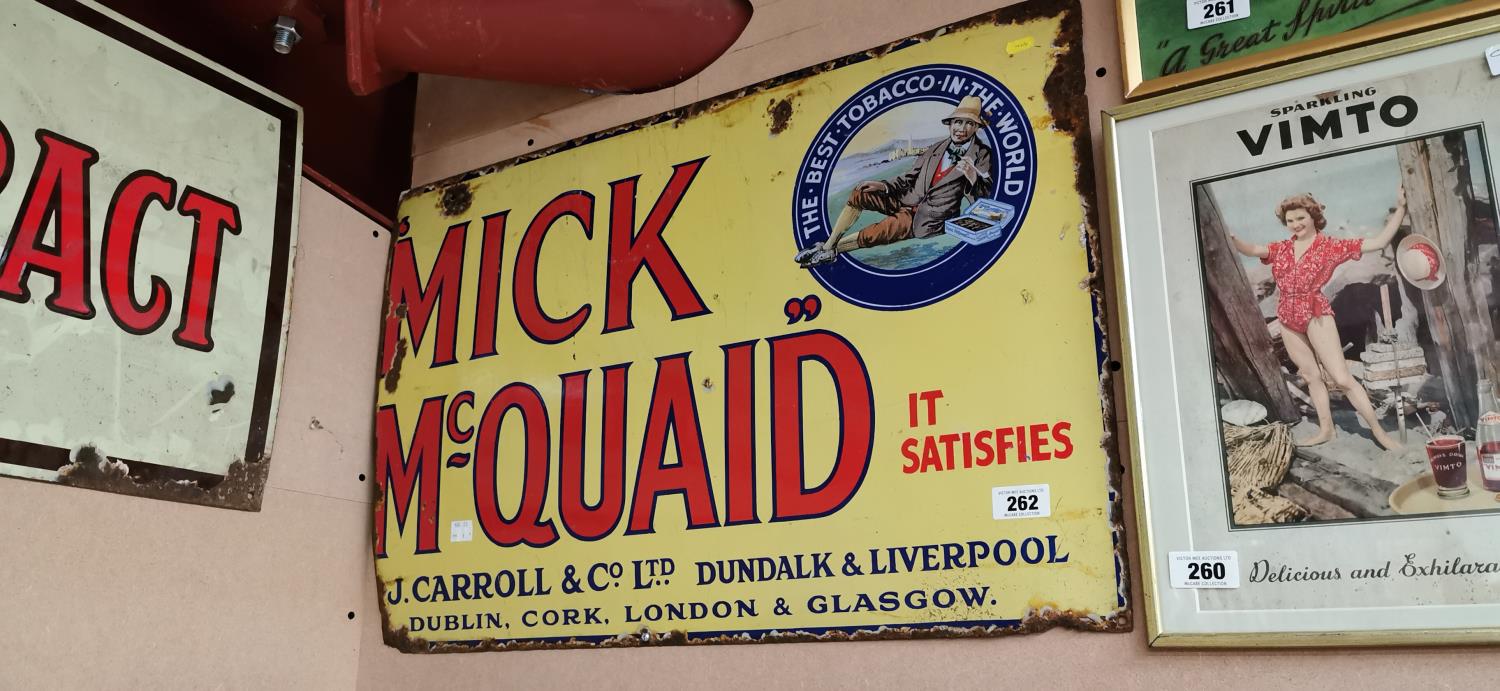 Mick Mc Quaid pictorial enamel advertising sign.