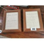 Two framed letters on Guinness headed note paper