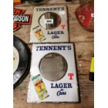 Two Tennent's Lager advertising mirrors.