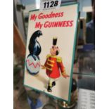 My Goodness My Guinness celluloid advertising counter sign.