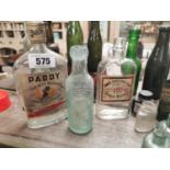 Misc. lot of old ink bottles and Paddy Whiskey bottles.