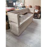 Painted pine pub settle bench.