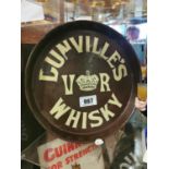 Dunville's VR whiskey enamel advertising drinks tray.