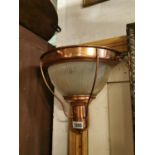Copper and glass hanging light shade.