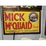 Mick McQuaid enamel advertising sign.