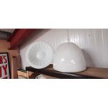 Pair of opaline hanging light shades.