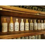 Collection of ten ginger beer bottles.