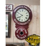 Vanner Prests painted metal advertising clock.