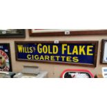 Will's Gold Flake Cigarettes framed enamel advertising sign {24 cm H x 94 cm W}.