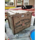 John Powers & Son Dublin Whiskey advertising crate.