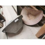 Two galvanised apple picker's baskets.