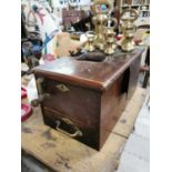 Early 20th. C. mahogany and brass shop till.