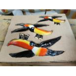 Set of three Carlton ware flying toucans