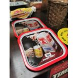 Two Tennent's Lager advertising trays.
