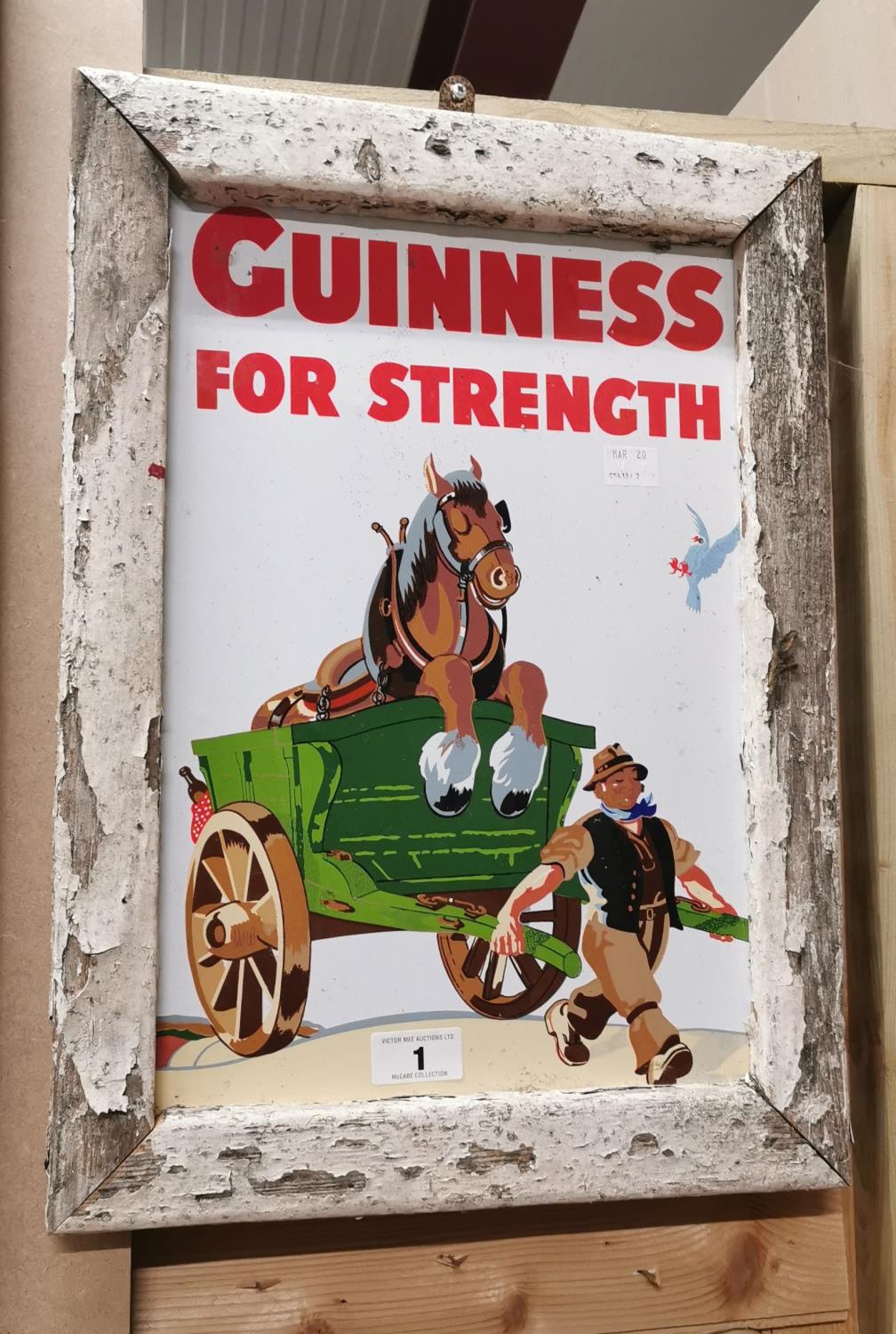 Guinness For Strength framed enamel advertising sign.