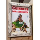 Guinness For Strength framed enamel advertising sign.