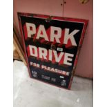 Park Drive enamel advertising sign.