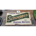 Ginger Ale Schweppes or Mineral Waters cardboard advertisement.