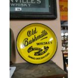 Old Bushmills Whiskey enamel advertising drinks tray.