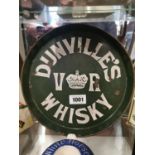 Dunville's VR whiskey enamel advertising drinks tray.