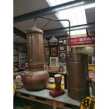 Rare brass and copper Irish whiskey still.