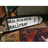 Ballybay bi- lingual road sign.