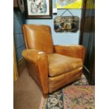 Art Deco tanner leather club chair.