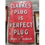 Clarke's Plug enamel advertising sign.