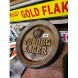 Tuborg Lager plastic advertising sign.