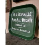 Old Bushmills Whiskey enamel advertising drinks tray.