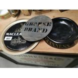 Macleay Duff advertising tray, Grouse Brand stencil and Guinness ashtray.