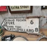 Fore & Castlepollard cast iron finger post sign.