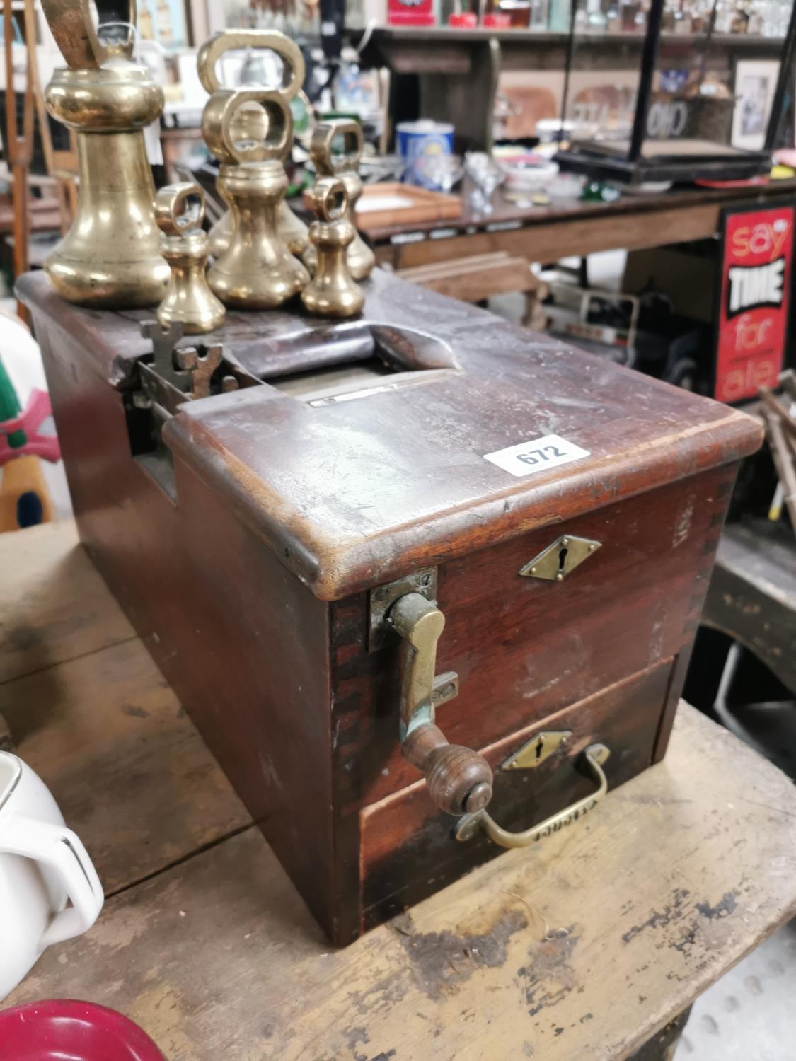 Early 20th. C. mahogany and brass shop till. - Image 3 of 3