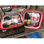 Two Tennent's Lager advertising trays.