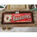 Bahadurs Cigars Advertising Showcard.