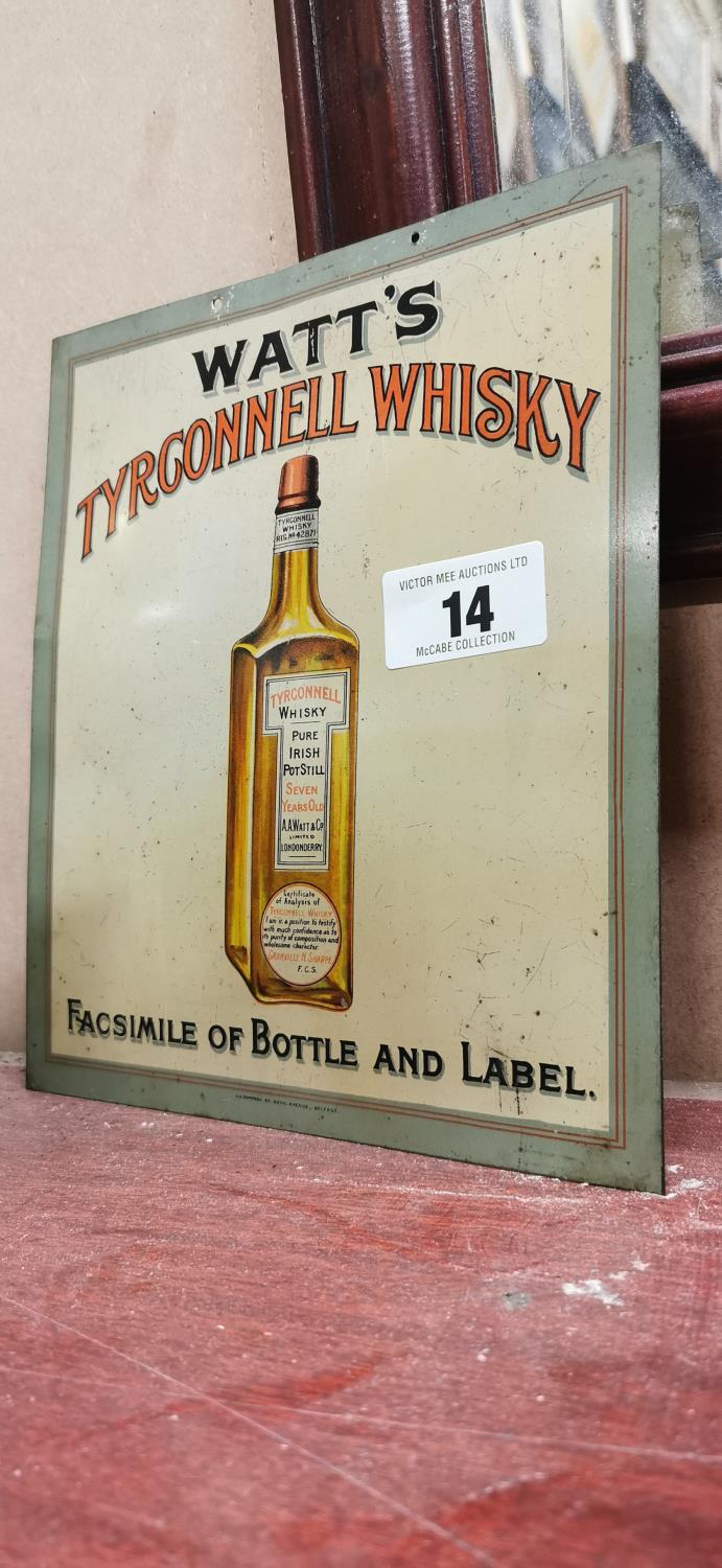 Watt's Tyrconnell Whiskey tinplate advertisement.