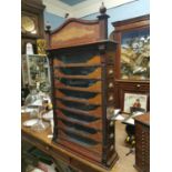 Early 20th C. mahogany Mitchells cigarettes display cabinet.