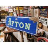 Afton Cigarettes enamel advertising sign.