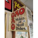 Oxo double sided tin plate advertising sign.