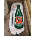 7 Up enamel advertising barometer.