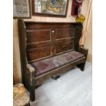 Painted pine pub settle bench.