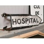 Hospital alloy road sign.