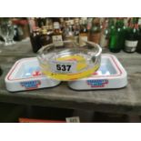 Three Tennent's Lager ashtrays
