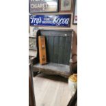 Painted pine pub settle bench.