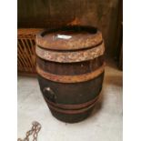 19th. C. oak whiskey barrel.