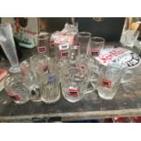 Collection of Black Label drinks glasses.