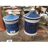 Two early 20th C. ceramic lidded chemist jars.