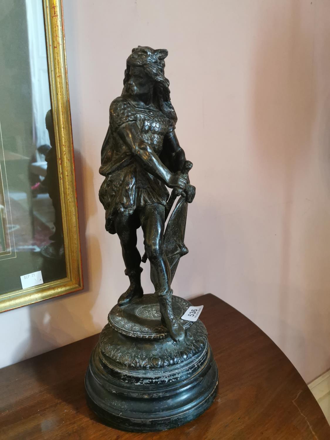 19th. C. Spelter figure of a Warrior.